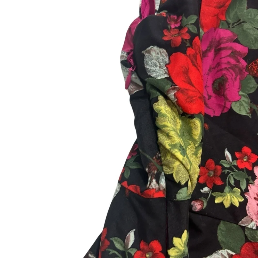 Baker By Ted Baker Dress Girls Sz 8 Black Multi Floral Party Flower Girl Church